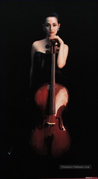 Fille de violoncelle chinoise Chen Yifei Peinture à l'huile
